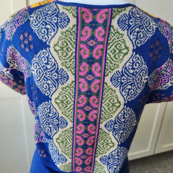 Soft Surroundings Kualoa Tunic Sweater Short Sleeves Printed Colorful Pretty XS - Picture 4 of 16